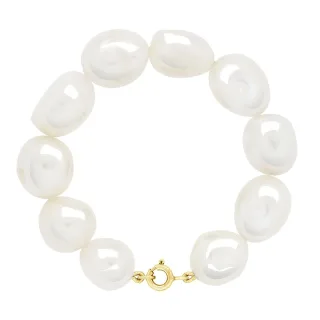 Armband Gold - Reihe echter Süßwasserperlen Barock 11-12 mm
