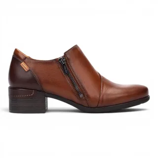 Pikolinos Damen braune Lederschuhe mit niedrigem Absatz – Malaga
