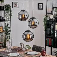 hofstein Hängeleuchte moderne Esszimmer Hängelampe aus Metall/Glas in Schwarz/Rauchfarben, ohne Leuchtmittel