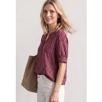 STREET ONE Kurzarmbluse Kurze Sommerbluse mit Allover-Print und Splitneck