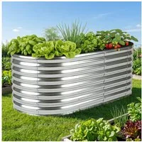 BRAST Hochbeet Metall Julia, 160x80x80-400x80x80cm, 8 Modelle, viel Zubehör (wetterfest ovale Form, für Gemüse Obst Kräuter & Blumen), Stahl rostfrei & verzinkt
