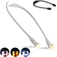 QUBEBU LED Leselampe Hals Leselampen Dimmbar Buchlampe Aufladbar Leselicht Halslampe, 360° Verstellbaren Armen, LED fest integriert, 3 Farbtemperatur: Gelb (1800 K), Warmweiß (4000 K), Kaltweiß (6000 K), Leselicht für Lesen Stricken Camping Nähen Rep