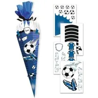 itenga Schultüte itenga DEKO-SET für SCHULTÜTE FUSSBALL blau weiß