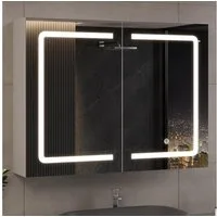 Furnishings Home Badezimmerspiegelschrank Badezimmerspiegelschrank Spiegelschrank Hängeschrank (Einstellung der warmen und kalten Farbtemperatur 3000/4500/6400K) inkl. LED-Beleuchtung, Touchschalter, Antibeschlagfunktion