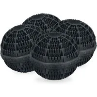 relaxdays Wäschekugel Schwarzer Waschball 4er Set