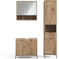 Vicco Badmöbel-Set Eliza, Viking Oak, 3 Teile, mit Hochschrank, (3-St., 3er Set)