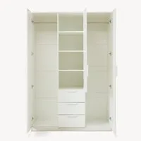en.casa Kleiderschrank »Eiselfing« 3 Türen, 4 Fächer, 3 Schubladen 176x120x52 cm Weiß
