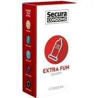 Secura Kondome Extra Fun Kondome mit Noppen, Packung mit, 12 St., Kondome mit aufregenden Stimulationsnoppen, genoppte Kondome für intensiven Extra-Spaß