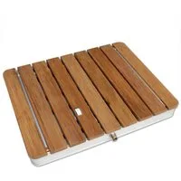 @tec Gartendusche MyGarden Aussendusche aus massivem Teakholz (1 St), Echtes Holz Bodendusche Outdoor Dusche mit Bodenplatte, eckig 70x55cm