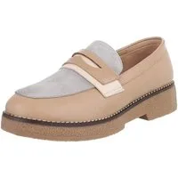 Ital-Design Elegante Damenkomfort-Schuhe mit Riemen für alle Anlässe Slipper (90169299) Blockabsatz Mokassins in Hellbraun
