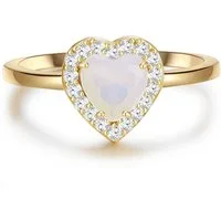 Glanzstücke München Silberring Herz gelbgold, Ring Sterling Silber gelbgold Mondstein (synth) Zirkonia weiß