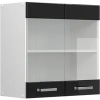 Vicco Glashängeschrank R-Line, Schwarz Hochglanz/Weiß, 60 cm (1-St)