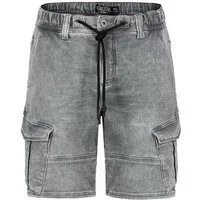 SUBLEVEL Jeansshorts Cargo- mit elastischem Bund und Kordelzug (1-tlg) Cargo Bermuda