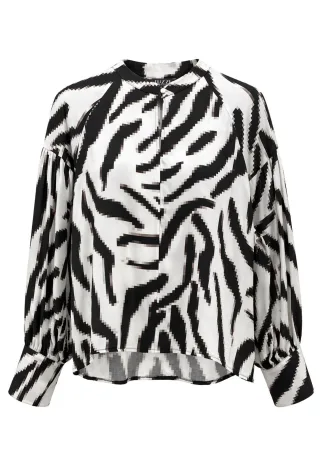 tuzzi - Bluse WHITE mit Knopfleiste dark chocolate - Gr. - 38