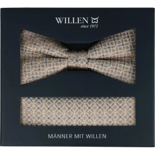 Willen - Schleife und Einstecktuch,Schleife blau,Schleife Hochzeit,Schleife Anzug,Schleife Hemd camel - Gr. - OS