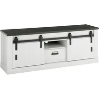Home affaire Lowboard Sherwood, TV-Unterteil im Industrial-Style, Kommode, TV-Schrank, Scheunentorbeschlag & Apothekergriff, in 2 Farben & Größen erhältlich