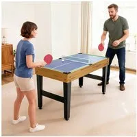 SPORTNOW Spieltisch Tischtennis Billardtisch für Spielzimmer Partys, (Multifunktionstisch, 13-tlg), mit Zubehör, Walnuss