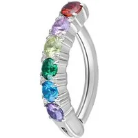 Wildcat Nasenpiercing Rainbow Crystal Belly Arch Clicker für Bauchnabel, 1 Stück, Titan Grad 23 - wasserfest, hautverträglich, Silber-Regenbogen
