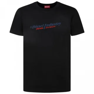 Schwarzes T-Shirt mit Diesel Industry Denim Division-Logo