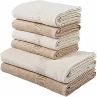 OTTO home Handtuch Set Anna, 2 Duschtücher 70x140, 4 Handtücher 50x100, Walkfrottee (Set, 6-St), Handtuch-Set, gestreifte Bordüre, weich, 100% Baumwolle, zweifarbig