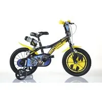 Dino Bikes Kinderfahrrad 16" Batman Kinderfahrrad Jugenfahrrad Freilauf 4–7 Jahre Stützräder, 1 Gang, mit Stützrädern, Trinkflasche und Frontschild