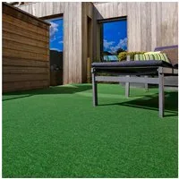 Andiamo Kunstrasen Field, Gesamthöhe 4 mm, Made in Belgium, rechteckig, für Balkon & Terrasse, mit Drainage-Noppen, Nadelfilz-Optik