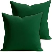 matches21 HOME & HOBBY Kissenbezüge 2er Set Kissenhülle 40x40 cm dunkelgrün pflegeleicht u Reißverschluss, (2 Stück), Zierkissen-Bezüge einfarbig für Couch-Kissen mit Lotuseffekt
