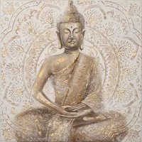 ArtUniverse Gemälde Leinwandbild Goldener Buddha 100 x 100 cm, Goldener Buddha 100x100 cm