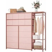 GarveeMore Kommode mit 16 Schubladen,30x142x132cm, Aufbewahrungsschrank, Stahl, MDF, Vliesstoff, für Schlafzimme