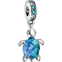 Pandora Charm-Einhänger 798939C01*, Schildkröte, Blau, Murano-Glas, Kristalle