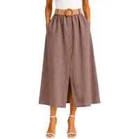 Mississhop Schlupfrock Damen Rock 100 % Baumwolle Dekorative Knopfleiste S/M