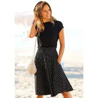 Beachtime by Lascana Jerseykleid mit Rüschenkante in der Taille, Rock mit Taschen, sommerlich Legeres Sommerkleid mit Polka-Dots, Strandkleid aus Viskosejersey