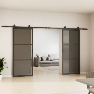 Glasschiebetür Loftstyle offene Laufschiene Klar 1800x2150mm