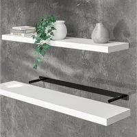 Casaria Wandboard, Weiß Hängeregal mit Halterung 15kg Tragkraft Küche Matt 110cm