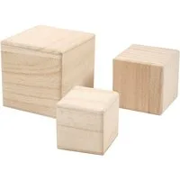 creativ company Dekoobjekt Holzwürfel, 3er-Set, Rohholz