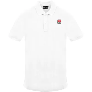 Diesel - Poloshirt „small Patch Logo" In Gebrochenem Hellweiß