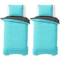 Visaggio Bettwäsche Mikrofaser Allergiker geeignet Doubleface Wendebettwäsche, Microfaser, 4 teilig, Modern Uni Doubleface Wendebettwäsche