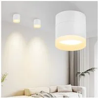 ZMH LED Deckenstrahler Schwarz/Weiß Rund 3000K 5W GX53 Deckenlampe Acryl Wohnzimmer, Augenschutz, Einfache Installtion, LED fest integriert, Warmweiß, 5101 lm Kleine Aufbaustrahler für Flur Schlafzimmer