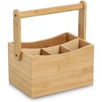 Zeller Present Kochbesteckhalter KESPIN, B 21,5 x T 14 cm, Braun, Bambus, 4 Fächer, (1-tlg), mit Griff