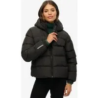 Superdry Steppjacke HOODED SPORTS PUFFER JACKET Kunstfaser, relaxed fit