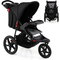 COSTWAY Dreirad-Kinderwagen, (1-tlg), faltbarer Reisebuggy, Kinderbuggy mit Liegefunktion, Sonnendach