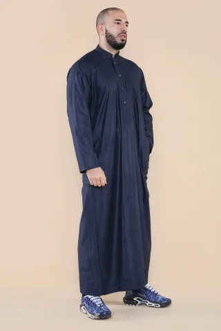Marineblauer Thobe Jubba Saudi-arabischer Eid-Baumwollkaftan Jubbah Umrah für Herren