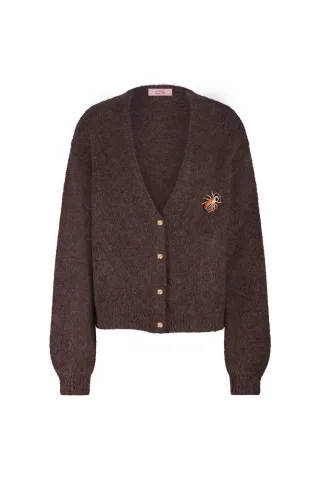 Studio Anneloes - Feddie lurex cardigan espresso - Gr. - M