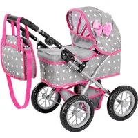 kinderplay Puppenwagen Puppenwagen ab 2 Jahre – verstellbar & klappbar – fürs Rollenspiel
