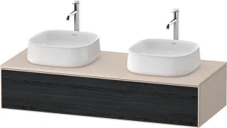 Duravit Zencha Konsolenwaschtischunterbau wandhängend Eiche Schwarz & Taupe Matt & Supermatt 1300x55 ZE4813B16830000