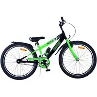 Volare Kinderfahrrad Volare Sportivo Kinderfahrrad für Jungen - 24 Zoll in Schwarz und Grün, Das Fahrrad hat eine Handbremse und eine Rücktrittbremse