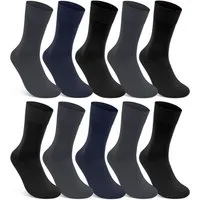 sockenkauf24 Gesundheitssocken 10 Paar Damen & Herren Socken 100% Baumwolle ohne Gummidruck (4 x Anthrazit + 2 x Navy + 4 x Schwarz, 47-50) und ohne Naht - 10600