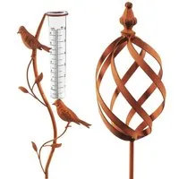 Kobolo Gartenstecker Dekostecker 2er Set RUSTY mit Niederschlagsmesser (2er Set)