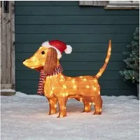 Lights4fun LED-Dekofigur LED Dackel Weihnachtsfigur