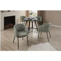 riess-ambiente Esszimmerstuhl FLORENZ grün-beige / schwarz - Strukturstoff, Metall, mit Armlehne (Einzelartikel, 1 St), Retro-Polsterstuhl - ideal für Ess-, Arbeits-, Wohnzimmer und Büro